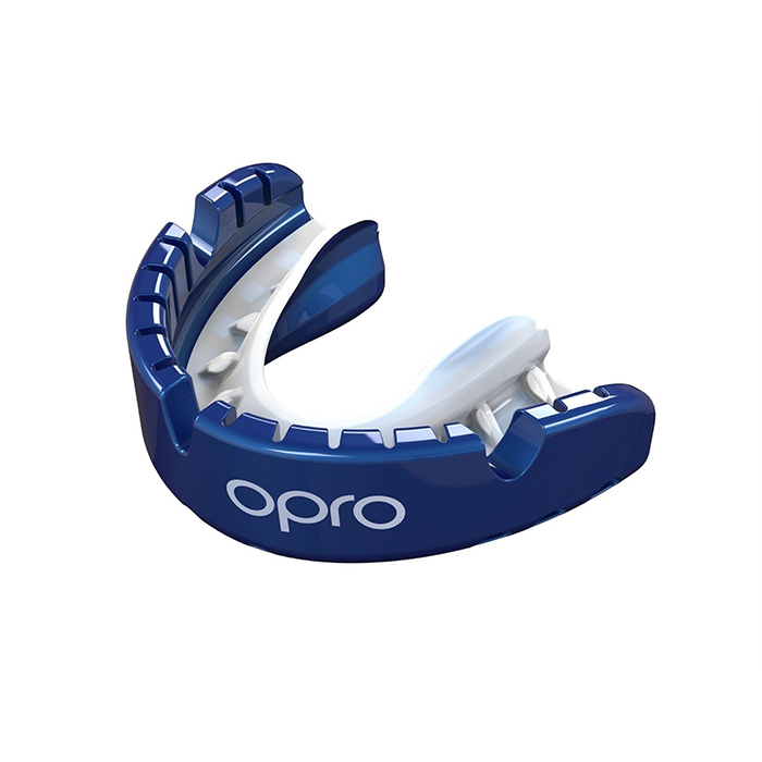 Боксерская капа Opro Gold Braces Dark Blue/Pearl