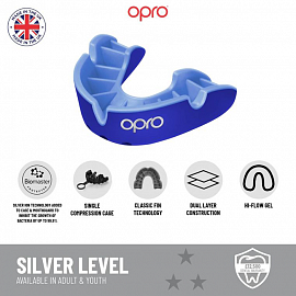 Детская боксерская капа Opro Silver Dark Blue/Blue 2