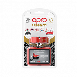 Боксерская капа Opro Gold Braces Red/Pearl 2