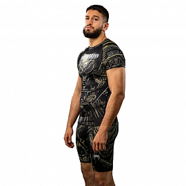 Рашгард с коротким рукавом Venum Invader Black/Sand 3