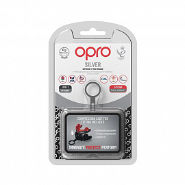 Детская боксерская капа Opro Silver Black/Red 3