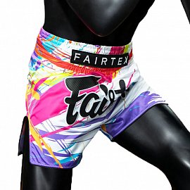 Шорты для тайского бокса Fairtex BS1933 World Music White 3